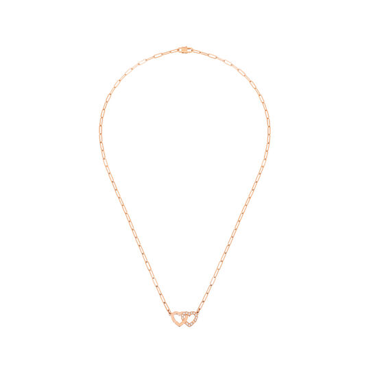 /Dinh Van Double Coeurs R9 Rose Gold and Diamond Pav&eacute; Necklace 645215 Front image number 0
